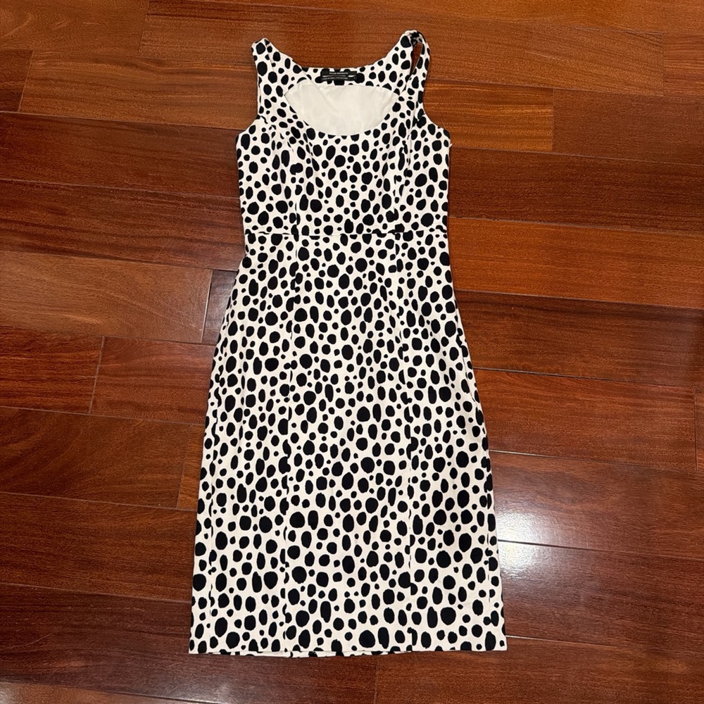 Club Monaco Black and White Polka Dot Midi Dress
